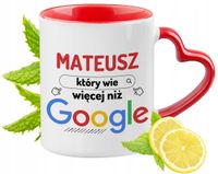 Dla Mateusza Kubek Czerwony Z Uszkiem W Kształcie Serca Na Prezent