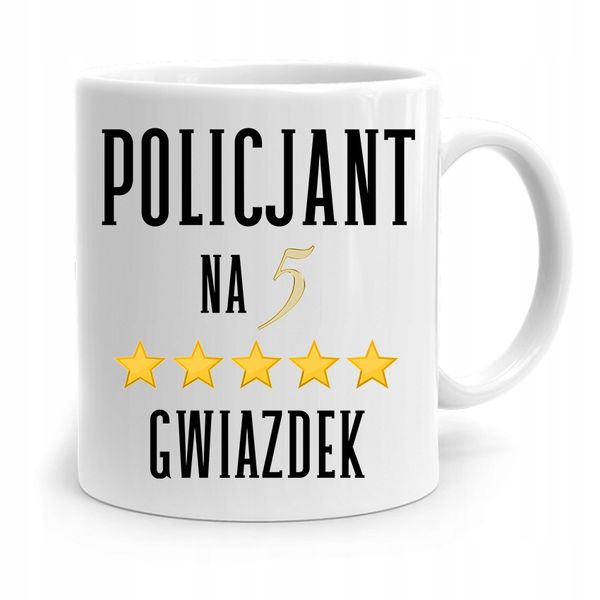 Kubek Dla Policjanta Policjantki Na Pięć Gwiazdek Z Nadrukiem Ze Zdjęciem zdjęcie 1