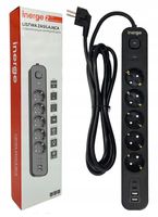 LISTWA ZASILAJĄCA ANTYPRZEPIĘCIOWA PRZEDŁUŻACZ 5 GNIAZD 3m 4 x USB 3x1,5MM²