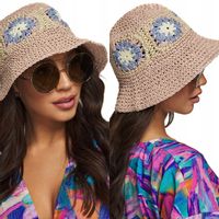 KAPELUSZ SŁOMKOWY EKO SŁOMKA bucket hat w kwiaty