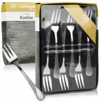 WIDELCZYKI DESEROWE WIDELEC DO CIASTA KPL 6 SZT W POŁYSKU STAL NIERDZEWNA