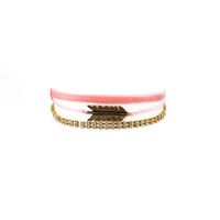 naszyjnik choker piórko i kryształy - róż n521r