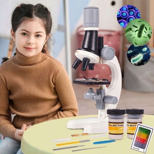 Mikroskop Naukowy Dla Dziecka Szkolny 1200x Prezent ZESTAW PREPARATÓW 24 el na Arena.pl