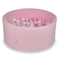 Suchy basen 90x40cm pudrowy róż z piłeczkami 300szt (jasnoróżowe, białe, przezroczyste, pudrowo różowe)