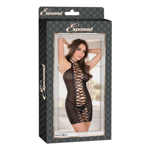 magic silk exposed koszula nocna z ramiączkami + stringi l/xl czarna na Arena.pl