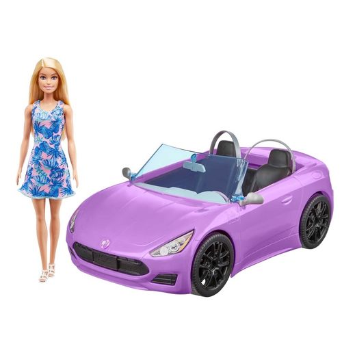 BARBIE AUTO KABRIOLET fioletowy SAMOCHÓD DLA LALEK Barbie zestaw z lalką na Arena.pl