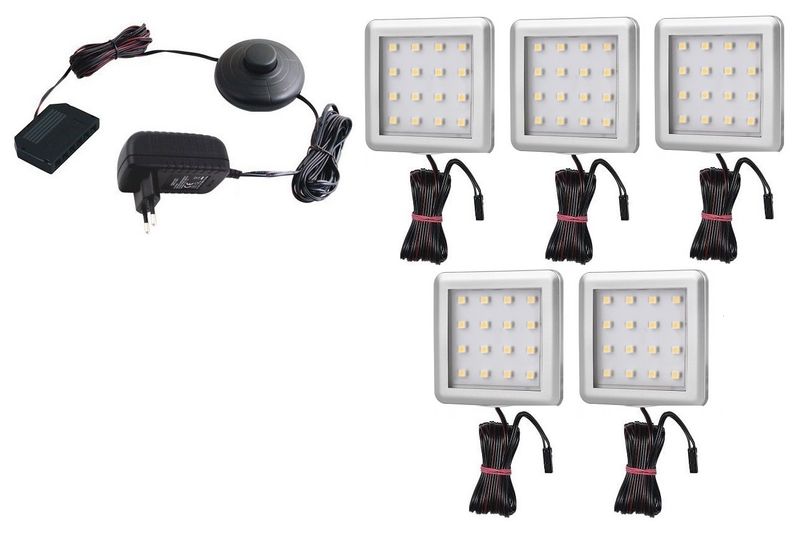 Oświetlenie mebli 5 x Zeus 12V DC biała  ciepła - zestaw zdjęcie 1