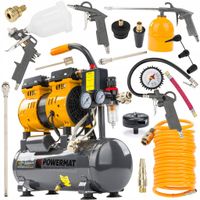 KOMPRESOR BEZOLEJOWY 6L SPRĘŻARKA 8 BAR 150l/min CICHY DUŻY ZESTAW