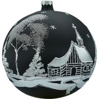 Bombka okrągła ze srebrnym pejzażem: czarna