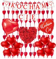 Dekoracja Zestaw Walentynkowy na WALENTYNKI Balony Serca Baner KOCHAM CIĘ