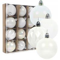 Białe Bombki Choinkowe Plastikowe 6cm Bombka 16 Bombek Choinkowych Ozdoby