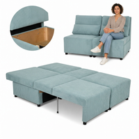 Kanapa 2 os sofa rozkładana spania pojemnik błękitny sztruks Kimo Family