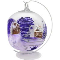 Bombka choinkowa szklana: Bombka Lampion ze stojakiem: fioletowy