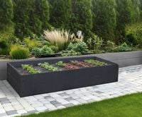 Podwyższona grządka warzywna 150x75x26 cm - stal ocynk. - ogrodowa, szara