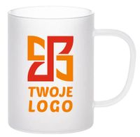 Szklanka 450 ml szroniona z nadrukiem TWOJE LOGO NAPIS gadżet firmowy
