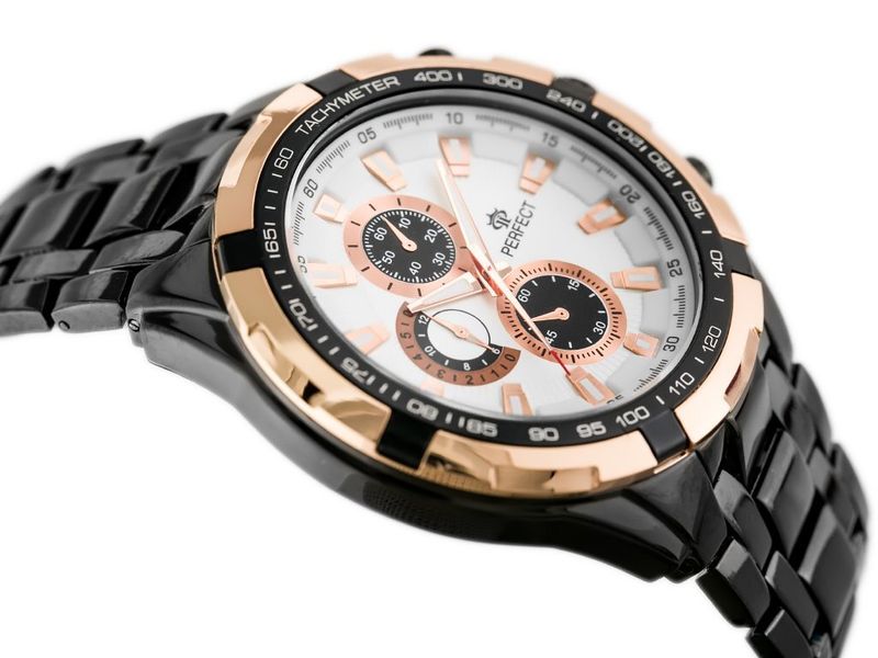 ZEGAREK MĘSKI PERFECT - MILTON - black/gold2 (zp112d) zdjęcie 3