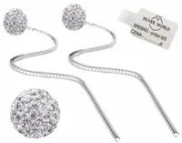 KOLCZYKI SREBRNE 925 WISZĄCE PRZECIĄGANE DŁUGIE KULECZKI Z CYRKONIAMI