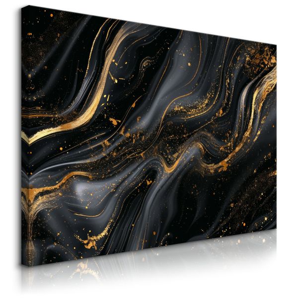 Obraz Do Sypialni Czarny Marmur Styl Glamour Abstrakcja 100cm x 70cm zdjęcie 1