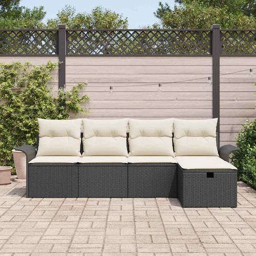 Zestaw Sof na Ogród 5 pcs Czarny i kremowy 251 x 117 x 85 cm na Arena.pl