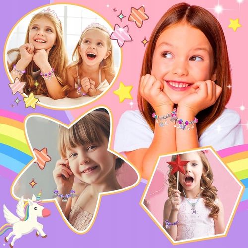 Zestaw Do Biżuterii Fiolet Komplet Koralików 68 Elementów Zestaw Kreatywny na Arena.pl