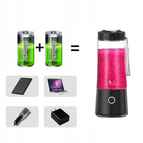 BLENDER PRZENOŚNY BEZPRZEWODOWY TURYSTYCZNY KUBEK 400ML ŁADOWANIE PRZEZ USB na Arena.pl