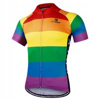 KOSZULKA LGBT ROWEROWA KOLARSKA MĘSKA TĘCZOWA PRO