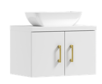 Szafka łazienkowa wisząca MARKUS 80 biała/GOLD z umywalką Lara (GOLD)