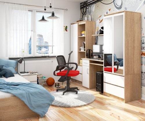 BIURKO JAY 90 cm DĄB SONOMA - BIAŁE na Arena.pl