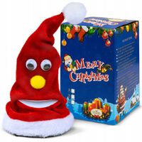 ŚPIEWAJĄCA CZAPKA ŚWIĘTEGO MIKOŁAJA z muzyką DUŻA 20 cm Gra Śpiewa Świeci