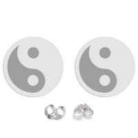 Srebrne Kolczyki Koło Kółka Yin i Yang Filozofia Chińska Srebro 925