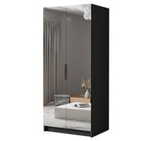Szafa BODRUM III 100 cm z lustrem-pojemna garderoba-CZARNY+CZARNY