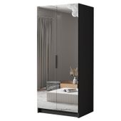 Szafa BODRUM III 100 cm z lustrem-pojemna garderoba-CZARNY+CZARNY