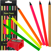 C122203 KREDKI NEONOWE TRÓJKĄTNE KOLOROWE 6SZT. + TEMPERÓWKA