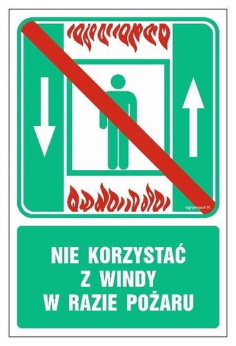 Ac028 Nie Korzystać Z Windy W Razie Pożaru (10 X 15 Cm, Ps - Płyta na Arena.pl