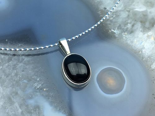 wisiorek owalny srebrny onyks czarny srebro pr.925 na Arena.pl