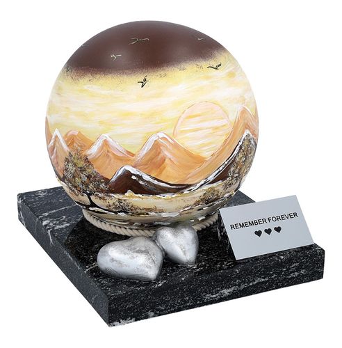 Urna pogrzebowa z motywem zachodzącego słońca Artystyczna urna na prochy na Arena.pl