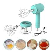 BEZPRZEWODOWY MIKSER + ROZDRABNIACZ DO ŻYWNOŚCI VIO K03, TURKUSOWY - 20W