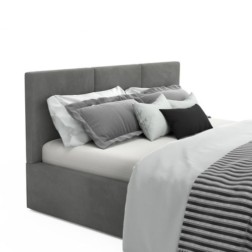 ŁÓŻKO TAPICEROWANE DO SYPIALNI 160x200 ŁÓŻKO PODWÓJNE Z POJEMNIKIEM SZARE na Arena.pl