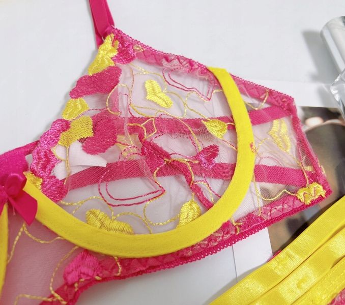 Piękny KOMPLET Bielizny Damskiej STANIK SPÓDNICZKA NA UDA STRINGI S zdjęcie 5