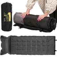 Mata samopompująca 180 cm z poduszką mata turystyczna biwakowa z pokrowcem szaro-czarna