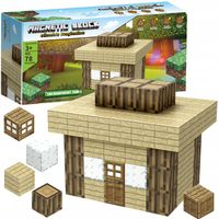 Klocki magnetyczne 3D kostki budowlane Pixele Zestaw 78 el. drewniany dom