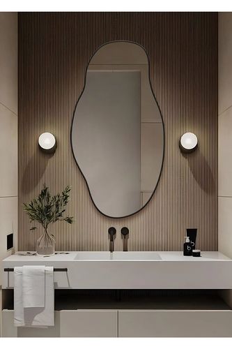 Lustro ścienne asymetryczne 40x75 cm - Czarna rama na Arena.pl