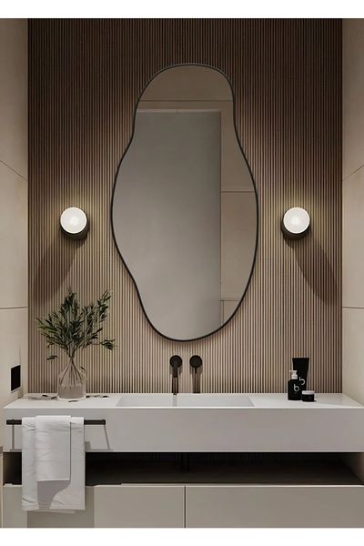 Lustro ścienne asymetryczne 40x75 cm - Czarna rama zdjęcie 8