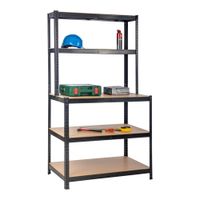 REGAŁ MAGAZYNOWY Z NADSTAWKĄ 100x60x180 5 PÓŁEK 750KG STÓŁ WARSZTAT