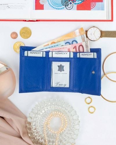 mały portfel damski na zatrzask ze skóry naturalnej - rovicky na Arena.pl
