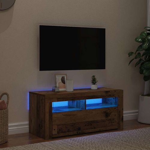 Szafka pod TV z oświetleniem LED, stare drewno, 90x35x40 cm na Arena.pl