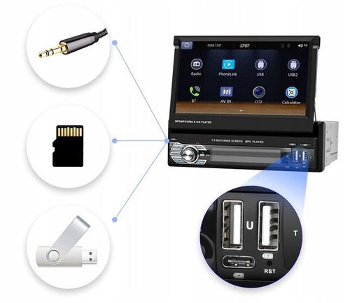 RADIO SAMOCHODOWE 1DIN 7'' BT WYSUWANY EKRAN DOTYKOWY MIRROR LINK na Arena.pl