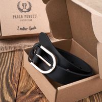 pasek damski skórzany czarny 100 cm ze złotą klamrą p