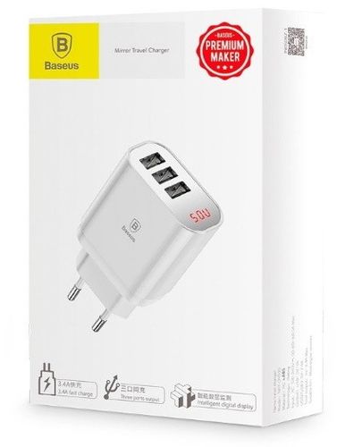 ŁADOWARKA SIECIOWA BASEUS MIRROR TRAVEL 3xUSB na Arena.pl