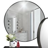 OKRĄGŁE LUSTRO DO ZAWIESZENIA NA ŚCIANĘ LOFTOWE CZARNA RAMKA UCHWYT 60CM